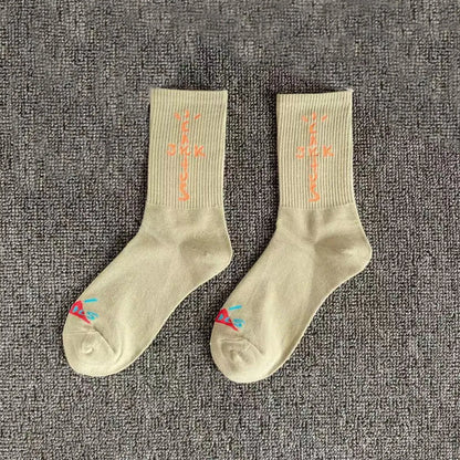 Mid Tube Cotton Socks for Sports Skateboarding with Unique Ghost Face Role-playing Design colour socks