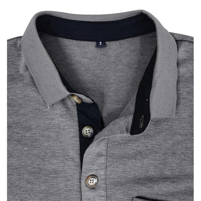 Spring Trend Men's Long Sleeve Casual Tshirt Solid Lapel Button Up Pullover Tops Autumn Turn Down Collar Bottoming Polo Shirt