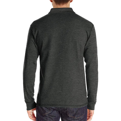 Spring Trend Men's Long Sleeve Casual Tshirt Solid Lapel Button Up Pullover Tops Autumn Turn Down Collar Bottoming Polo Shirt