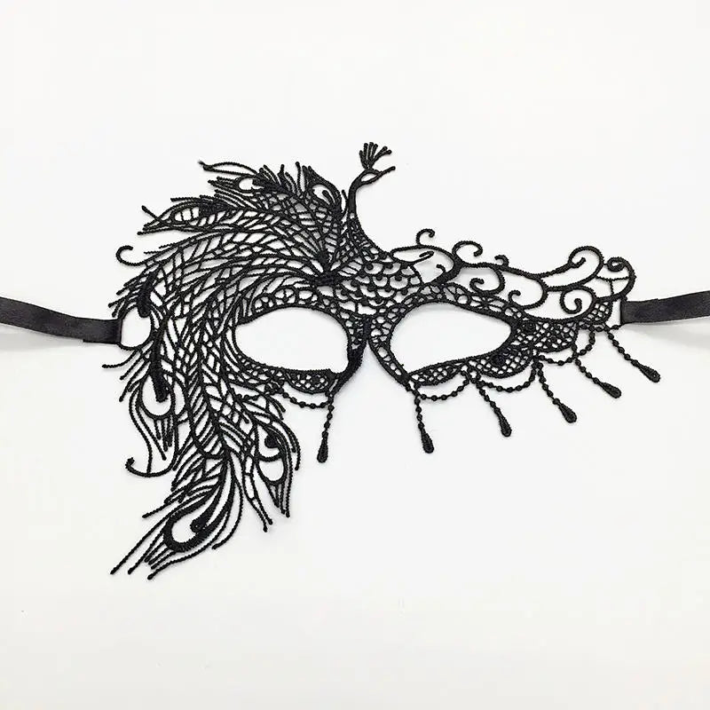 Black Color Sexy Women Lace Masquerade Mask for Carnival Halloween Half Face Cosplay Masks Festive Animal Party Supplies