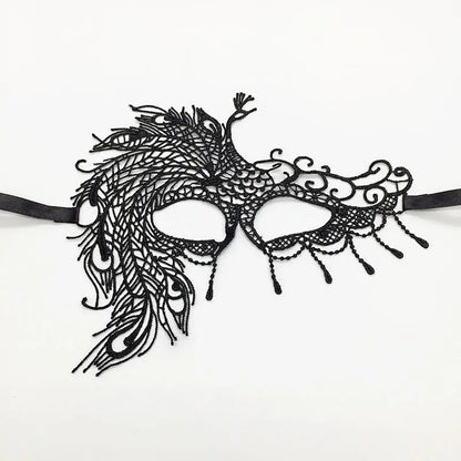 Black Color Sexy Women Lace Masquerade Mask for Carnival Halloween Half Face Cosplay Masks Festive Animal Party Supplies