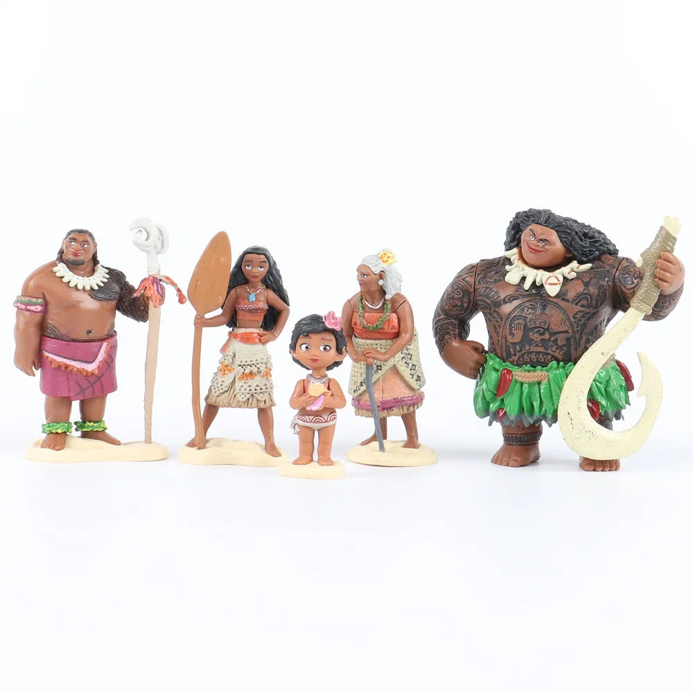 6/10Pcs Set Disney Movie Moana Figure Dolls Set Demigod Maui Moana Waialiki Heihei Action Figure Model Kids birthday Gift