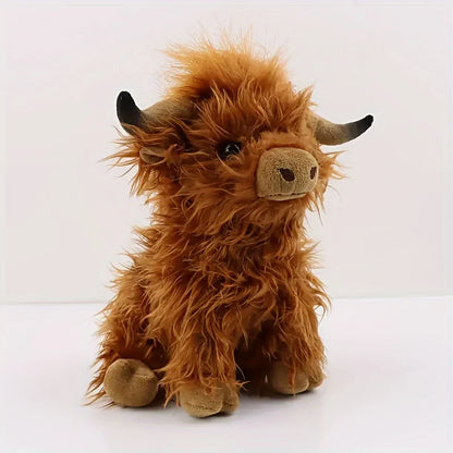 25cm Simulation Highland Cow Plush Animal Doll Soft Stuffed Highland Cow Plush Toy Kawaii Kids Baby Gifts Toy Home Room Decor