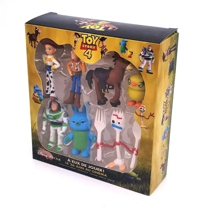 Disney 7PCS Toy Story 4 Action Figures Toys Woody Jessie Buzz Lightyear Forky Pig Bear Figura Model Doll Figurine Kids Boy Gifts