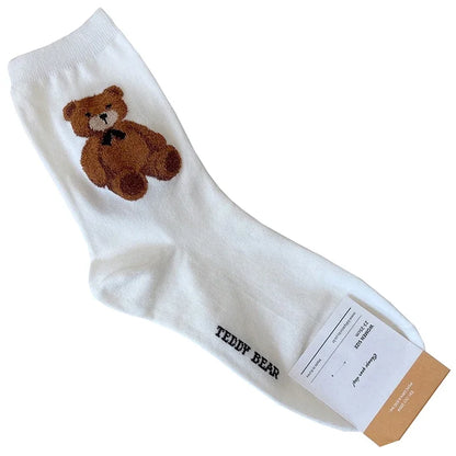 Good Quality Cartoon Elegant Lady Bear Women's  Cute Socks Cotton Harajuku Style Woman Novelty Breathable Sox Christmas Gifts