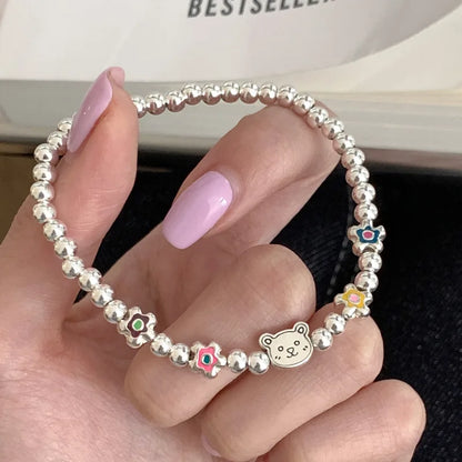 VENTFILLE 925 Sterling Silver Diamond-Studded Butterfly Bracelet Women's Fashion Temperament Flower Adjustable Bracelet