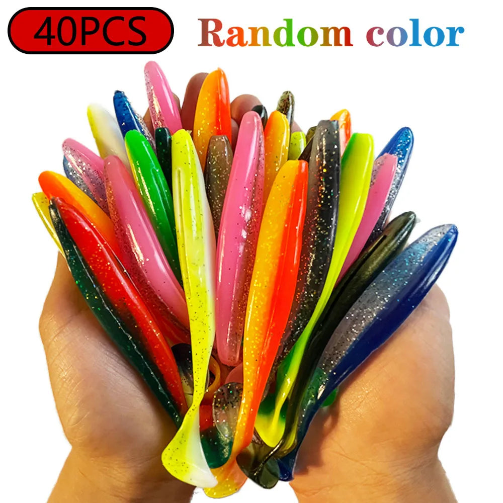 1-100pcs T Tail 70mm 90mm 120mm Shad Worm Soft Bait Artificial Bait Swimbait  Bait Wobbler Soft Baits Silicone Fishing Sports