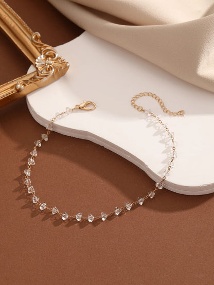 QIAMNI Summer Bohemia Crystal Cubic Zirconia Anklet For Women Girls Ankle Bracelet Leg Chain Beach Party Travel Foot Jewelry