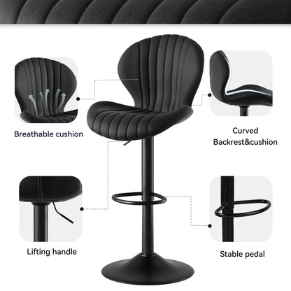 Living Room Chairs  2 Pcs Set Dining Chair Backrest Bar Stools Luxury Modern Soft Bag Stool Adjustable Height Rotating Kitchen Home Furniture