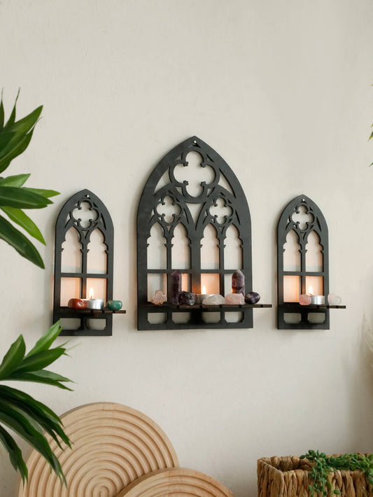 1/3Pc Gothic Wooden Hollow Wall Decoration Wall Decor Vintage Cathedral Arch Frame Goth Room Decor Rustic Spooky Decorative Gift