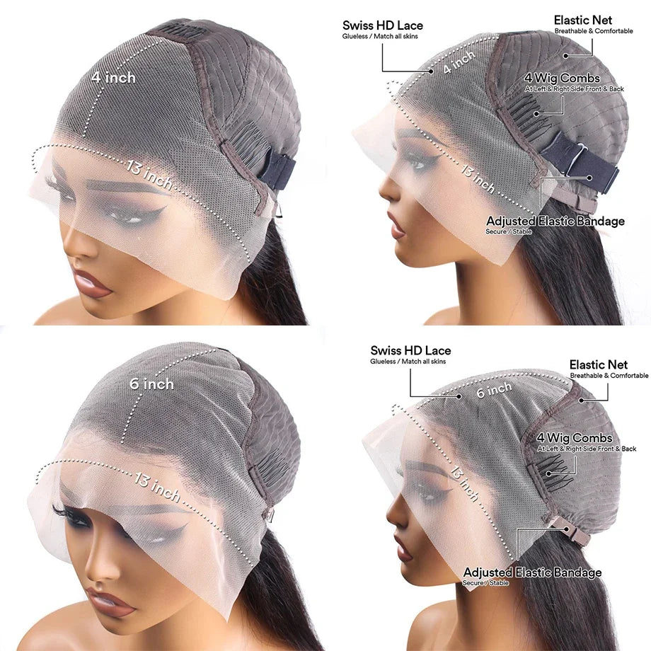 Glueless Bone Straight 4X4 Hd Lace Frontal Wig 13X6 13X4 Black Lace Front Wig Human Hair 5x5 Natural Brazilian Transparent Wigs