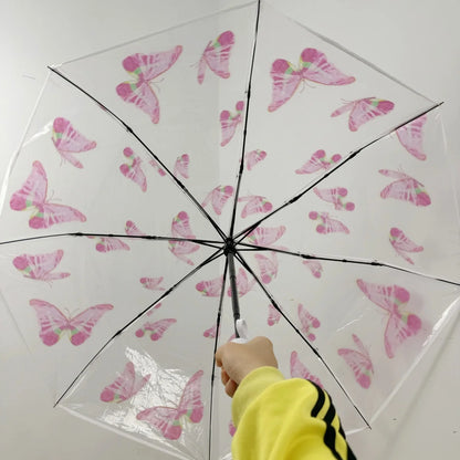 1Pc-Korean Transparent Umbrella Folding Automatic Open and Close Umbrella Mori Three-Fold Student Sunny Umbrella
