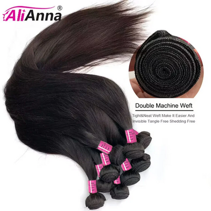 ALIANNA 26Inch Human Hair Bundles 10A Brazilian Raw Hair Weave Bundles 30 38 40 Inch Straight Human Hair Bundles Hair Extensions