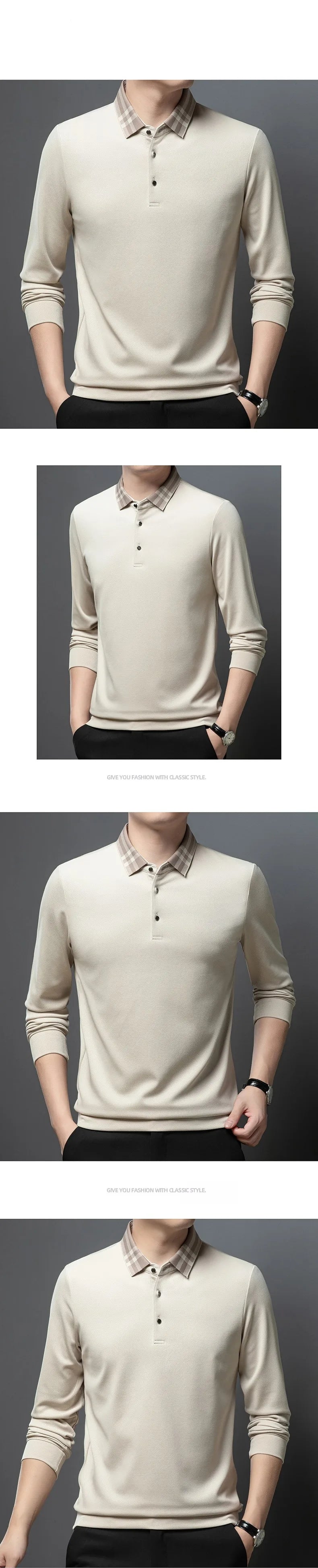 Light luxury brand polo shirt long sleeved spring and autumn new style comfortable and breathable casual striped lapel T-shirt