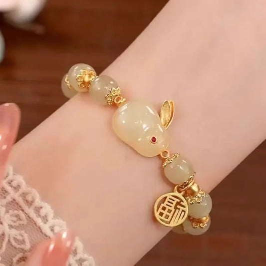 1pc Huan Beauty Jade Rabbit Bracelet Girl Rich Rabbit Small Rabbit Niche Design High Appearance Level Bracelet Gift-S070