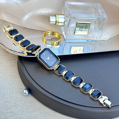women's large section rhinestone chain rectangular color case rhinestone dial fashion European and American style ladies watch