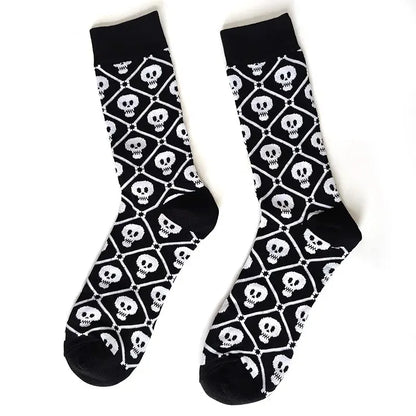 1 Pairs New Funky Skull Socks Men Tiger Cartoon Alien Novelty Hip Hop Orange Crazy Trend Socks Gift