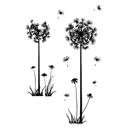 Black Dandelion Sitting Room Bedroom Wall Stickers Household Adornment Decor Decals Mural Art Poster On The Wall DIY Improvement