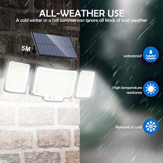New 366LED Solar Outdoor Lights Solar Powered Security Light Motion Sensor 234LED Wall Light IP65 Waterproof Garden