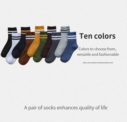 5/10 Pair  New Striped Casual Breathable Socks High Quality Harajuku Retro Socks Men/Women Cotton Socks