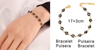 316L Stainless Steel Enamel Turkish Evil Eye Bracelets For Women Colorful Evil Eye Charm Bracelets Female Jewelry Gift