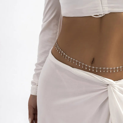 Fashionable and Sexy Round Bead Chain Double Waist Chain Simple Metal Thick Chain Body Chain Women's Belly Waist Decoration