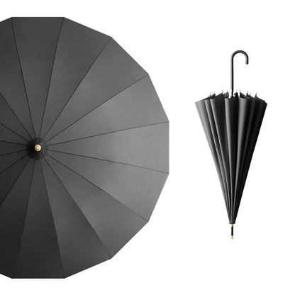 Japanese Long Handled Umbrella Ins for Both Sunny and Rainy Use, Black Glue Large Size Storm Resistant 16 Bone Automatic Waterpr