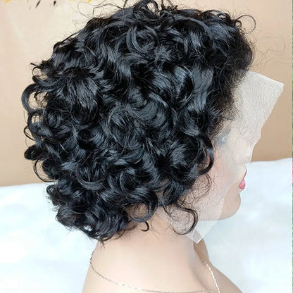 Sale Short bob deep wave wig full lace wigs short styles Transparent Curly Short Bob Wig 13x1 Lace Wig Remy Human Hair