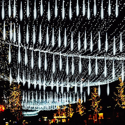 Outdoor  Meteor Shower Christmas Lights 10 Tubes 192 Led Hanging String Lights for Garden Tree Holiday Party Decoation Lamp