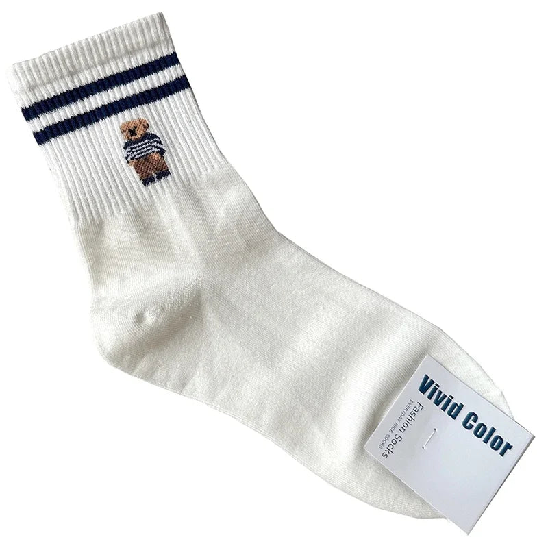 Good Quality Cartoon Elegant Lady Bear Women's  Cute Socks Cotton Harajuku Style Woman Novelty Breathable Sox Christmas Gifts