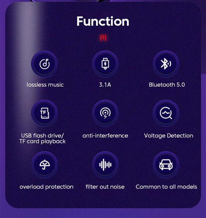 LED MP3 Car Bluetooth FM Audio Receiver Hands-Free Bluetooth 5.0 Transmitter 2.1A 3.1A QC3.0 PD Type C Dual USB Car kit Charger