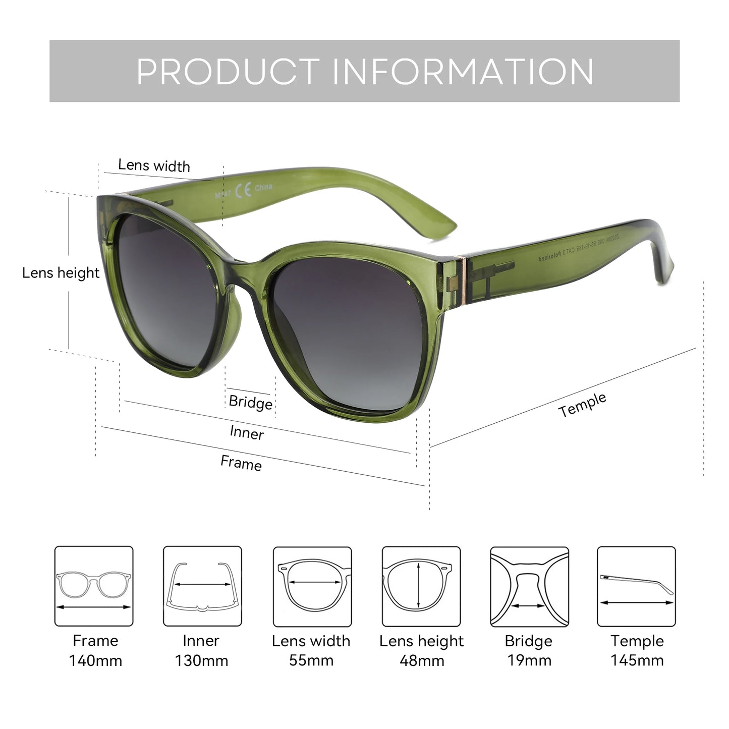 ZENOTTIC Fashion Original Thick Butterfly Frame Polarized Sunglasses for Women Chunky Uv400 Protection Shade Cat Eye Sun Glasses