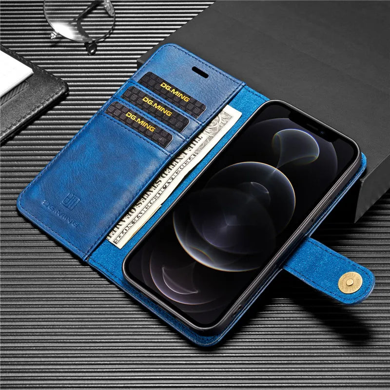 Detachable Magnetic Leather Phone Case for IPhone 16 Pro Max 15 12 13 11 14 Plus XS XR X SE 2022 Wallet Card Holder Cover Coque