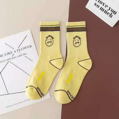 Mid Tube Cotton Socks for Sports Skateboarding with Unique Ghost Face Role-playing Design colour socks