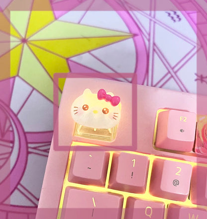 Sanrio Cartoon Animation Translucent HelloKitty Kuromi Melody Pompompurin Girl Cute Mechanical Keyboard Keycap Kawaii Gift
