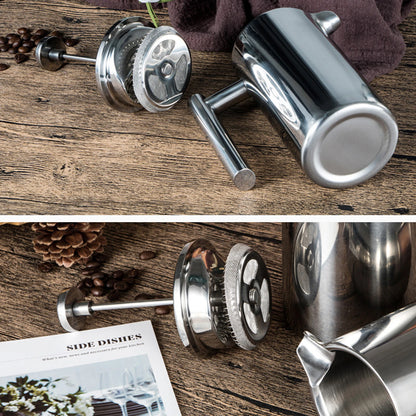 French Press Pot Filter Press Hand-made Coffee Pot Stainless Steel High Quality Double Walled Insulated 350ml/800ml/1000ml