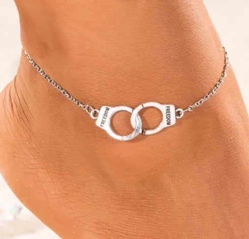 VAGZEB 2024 New Bohemia Handcuffs Anklet Multilayer Silver Color Foot Chain Fashion Ankle Bracelet For Women Beach Jewelry