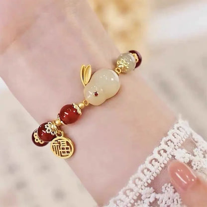 1pc Huan Beauty Jade Rabbit Bracelet Girl Rich Rabbit Small Rabbit Niche Design High Appearance Level Bracelet Gift-S070