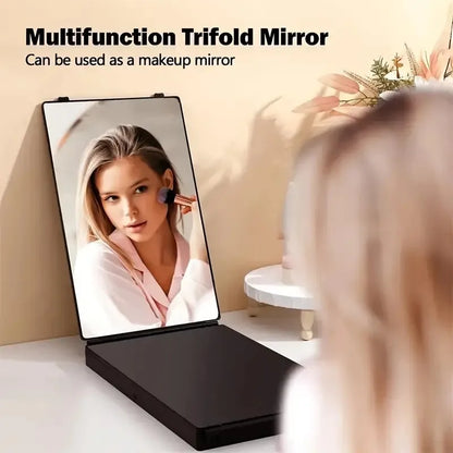 Tri-fold Wall Mounted Makeup Mirror,Portable Styling Mirror for Travel,Bedroom,Bathroom,Diy Haircut Tool Accessories