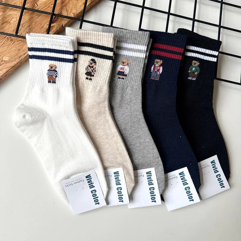 Good Quality Cartoon Elegant Lady Bear Women's  Cute Socks Cotton Harajuku Style Woman Novelty Breathable Sox Christmas Gifts