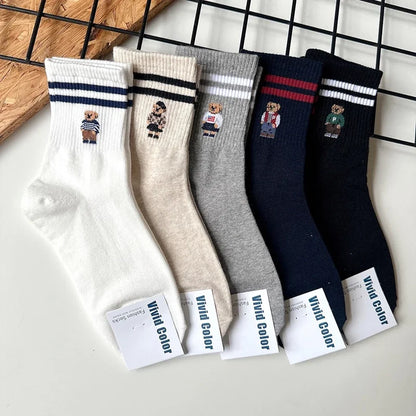 Good Quality Cartoon Elegant Lady Bear Women's  Cute Socks Cotton Harajuku Style Woman Novelty Breathable Sox Christmas Gifts