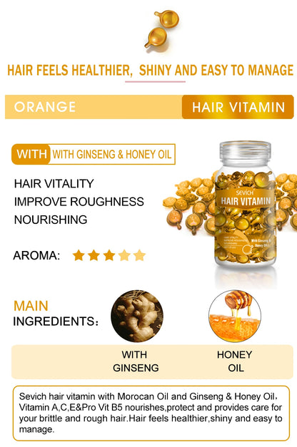 30Pcs Anti Hair Loss Hair Vitamin Capsule Oil Keratin Complex Oil Smooth Silky Hair Serum Hair Mask Repair Frizz Damaged Sevich