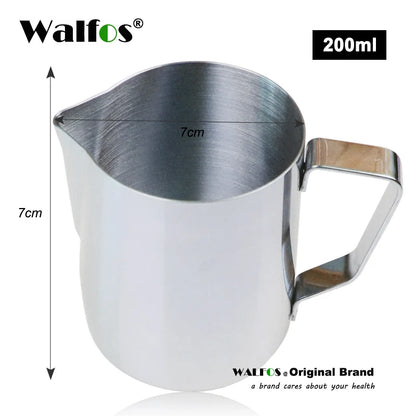 WALFOS Style Espresso Coffee Milk Mugs Cup Pots Jug Handle Craft Coffee Garland Cup Latte Jug Thickened Stainless Steel