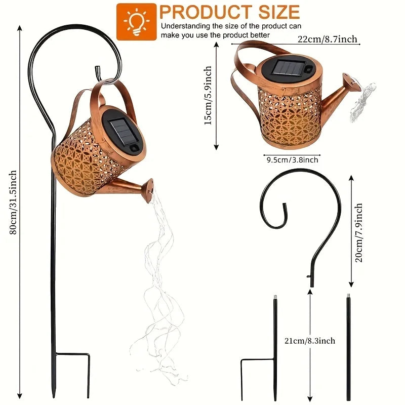 LED Solar Watering Can Light Hanging Kettle Lantern Light Outdoor Waterproof Villa Path Lawn Yard Garden Decoration Lamp