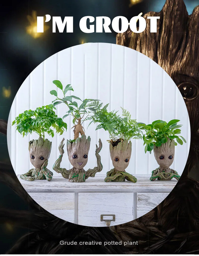 Modern Vases For Flowers Pot Groot Garden Pots Planters Anime Figurines Home Decoration Accessories Office Storage Pen Case