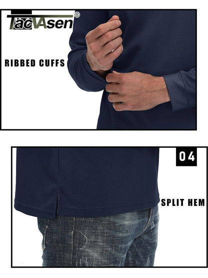 TACVASEN Long Sleeve Polos Quick Dry T-shirts Mens Breathable Sports Tees Casual Golf Polo Shirts Work T-shirt Pullover Tops Man