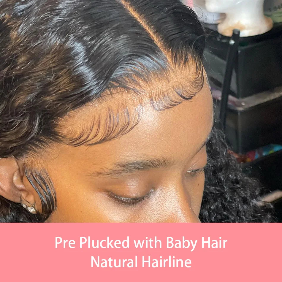 200 Density Short Curly Bob Deep Water Wave Wigs 100% Human Hair 13x4 Transparent Lace Frontal Wig 4x4 Lace Front Wig 12 14 Inch