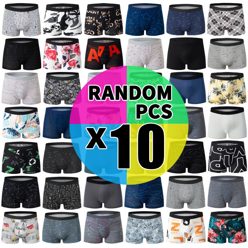 10 Men's Boxer Underwear Black Gold Random Soft And Comfortable Skin-friendly Joker Four Seasons Selling Adolescent Shorts