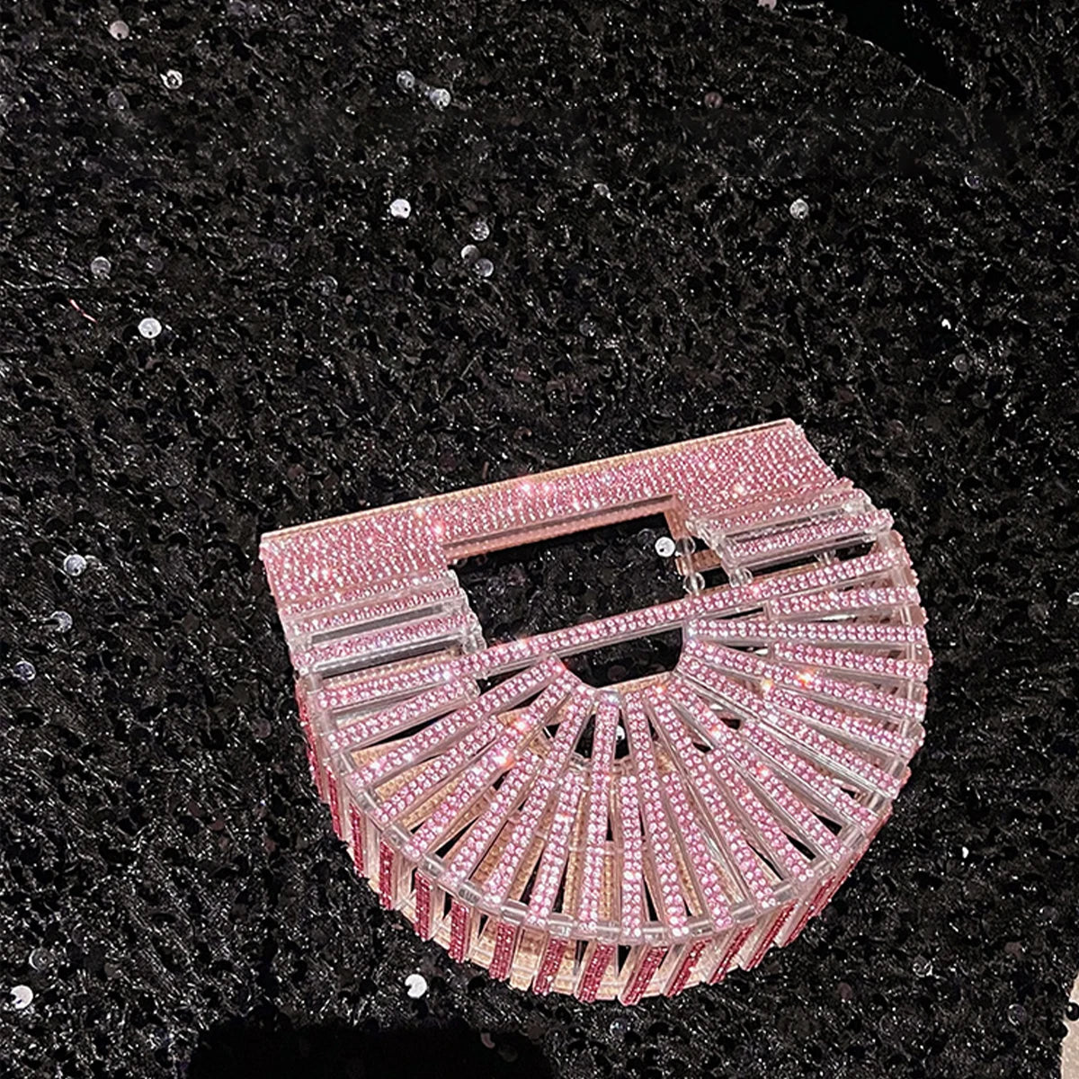 ﻿JIOMAY Half Moon Bag Rhinestone Purse Luxury Designer Handbags Clutch Evening Mini Basket Bling Tote Bag Crystal Wedding Bags