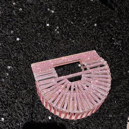 ﻿JIOMAY Half Moon Bag Rhinestone Purse Luxury Designer Handbags Clutch Evening Mini Basket Bling Tote Bag Crystal Wedding Bags